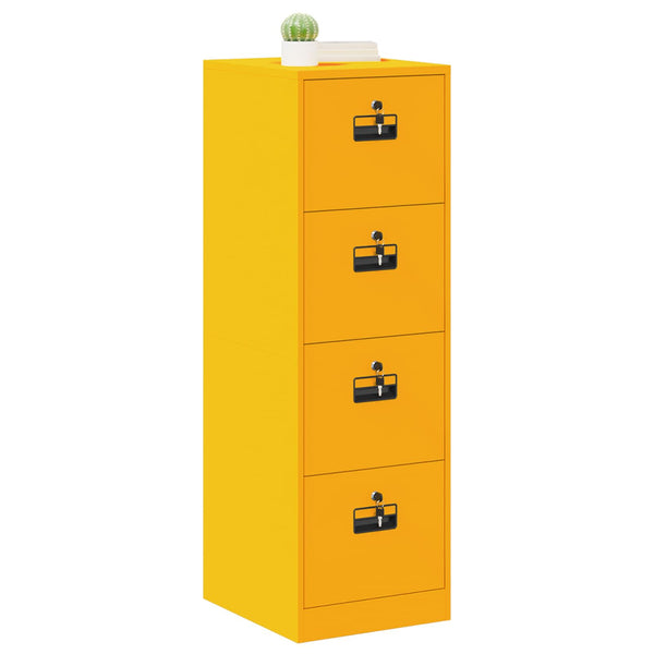 Senfgelber Aktenschrank mit Schubladen, 2er-Set