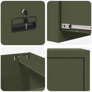 Aktenschrank Olive Grün mit Schubladen, 2er-Set