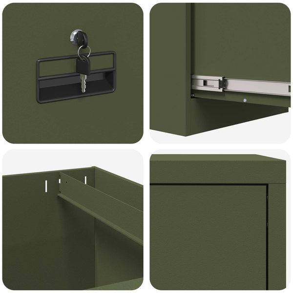 Aktenschrank Olive Grün mit Schubladen, 2er-Set