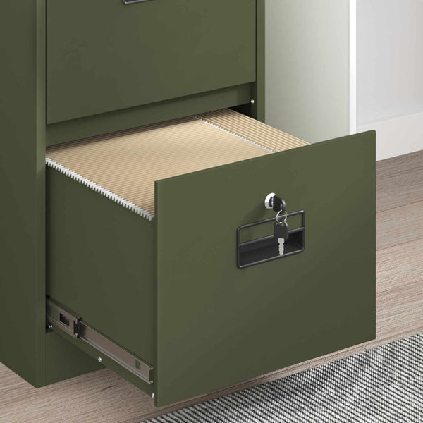 Aktenschrank Olive Grün mit Schubladen, 2er-Set