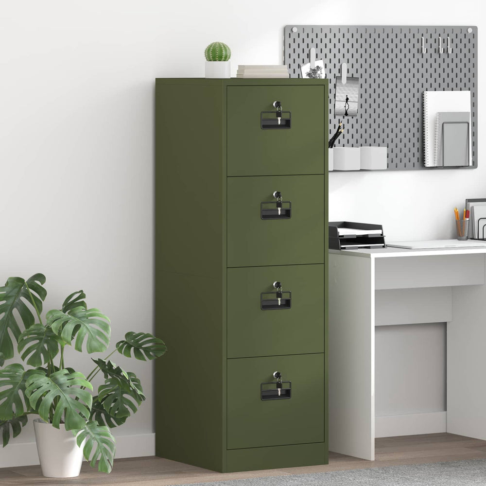 Aktenschrank Olive Grün mit Schubladen, 2er-Set