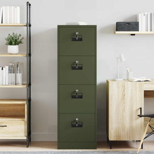 Aktenschrank Olive Grün mit Schubladen, 2er-Set
