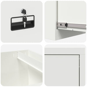 Aktenschrank, 2er Set, Weiß, Stahl