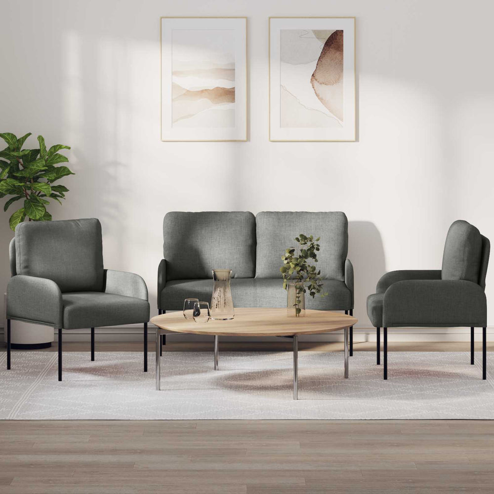 Dunkelgraues 3-teiliges Sofa-Set