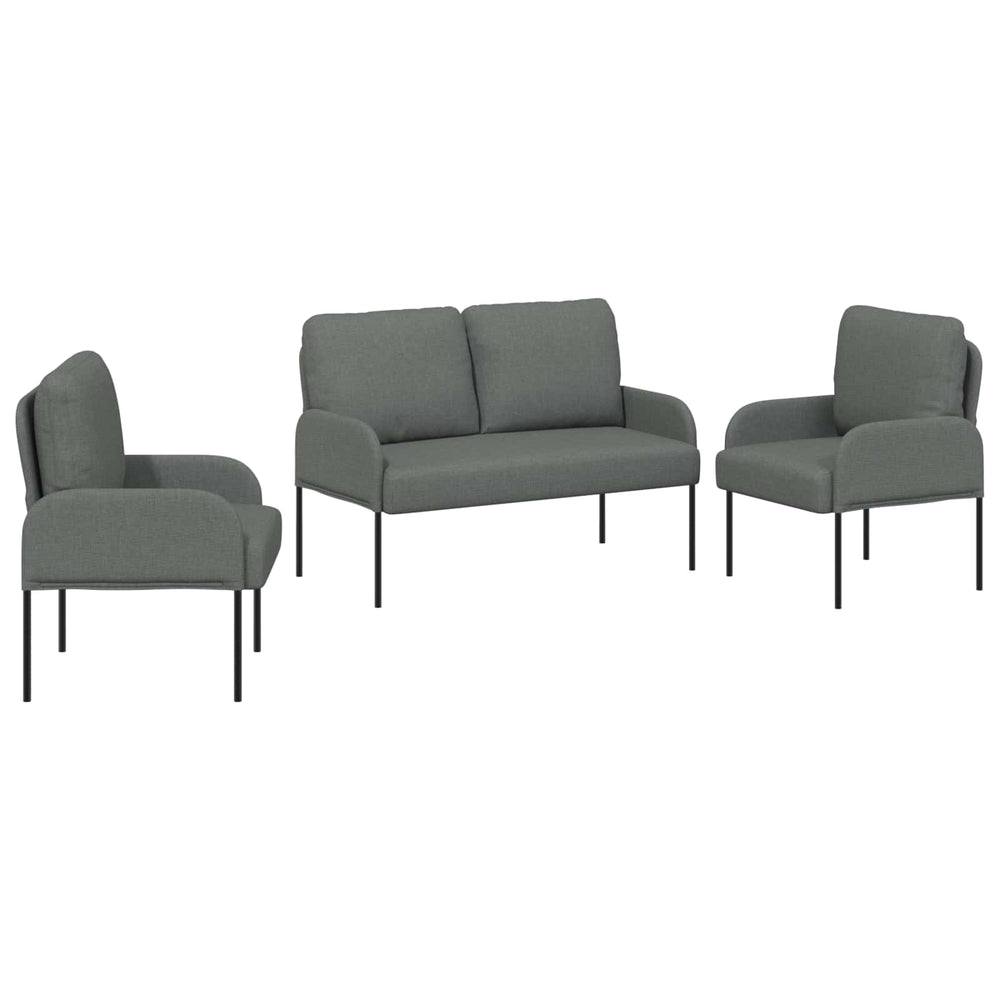 Dunkelgraues 3-teiliges Sofa-Set