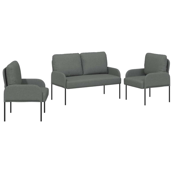 Dunkelgraues 3-teiliges Sofa-Set