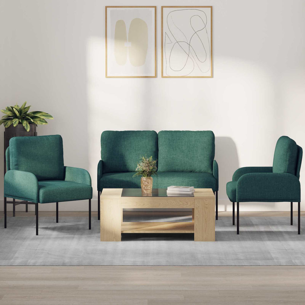 3-teilige Sofagarnitur Dunkelgrün