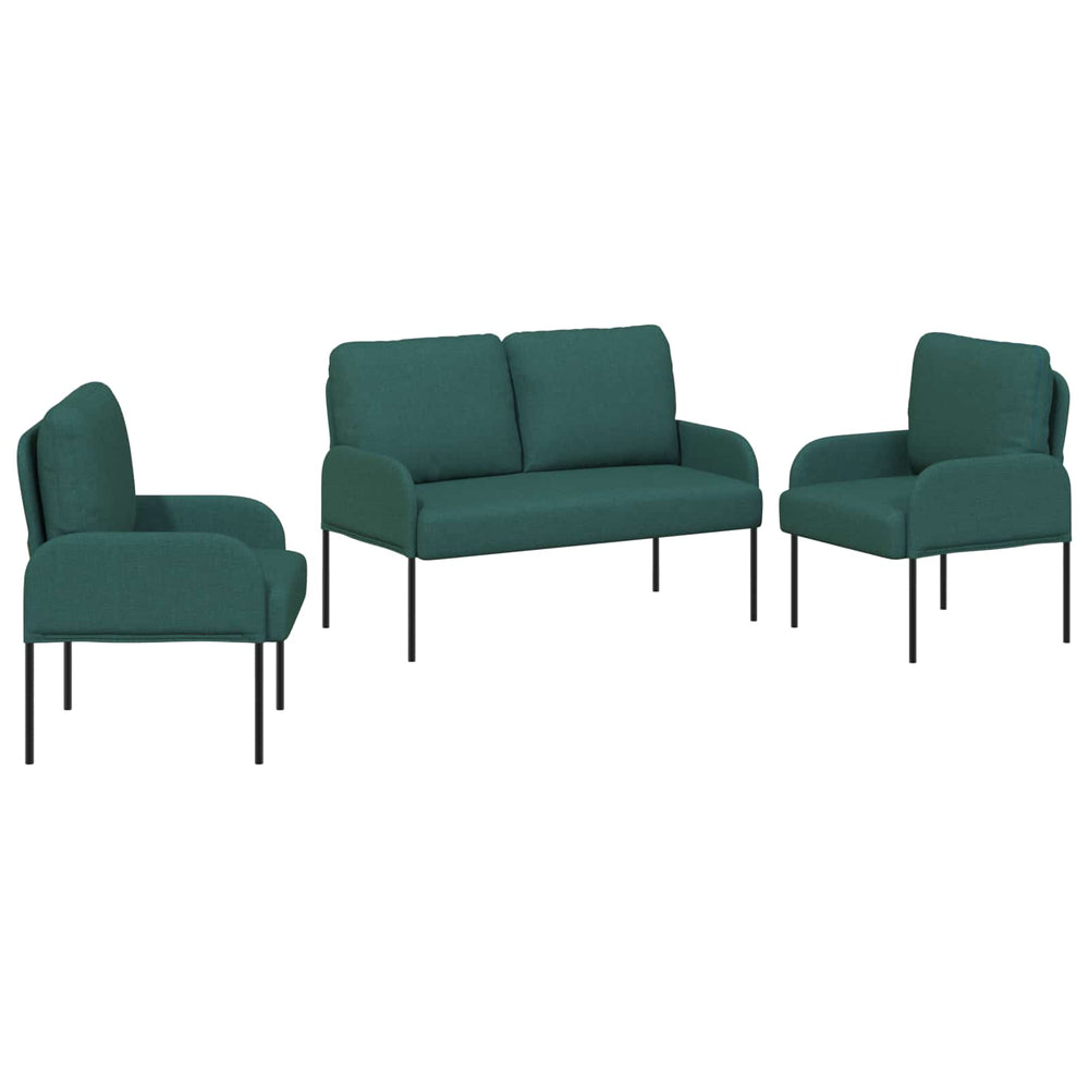 3-teilige Sofagarnitur Dunkelgrün