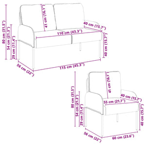 3-teilige Sofagarnitur Taupe