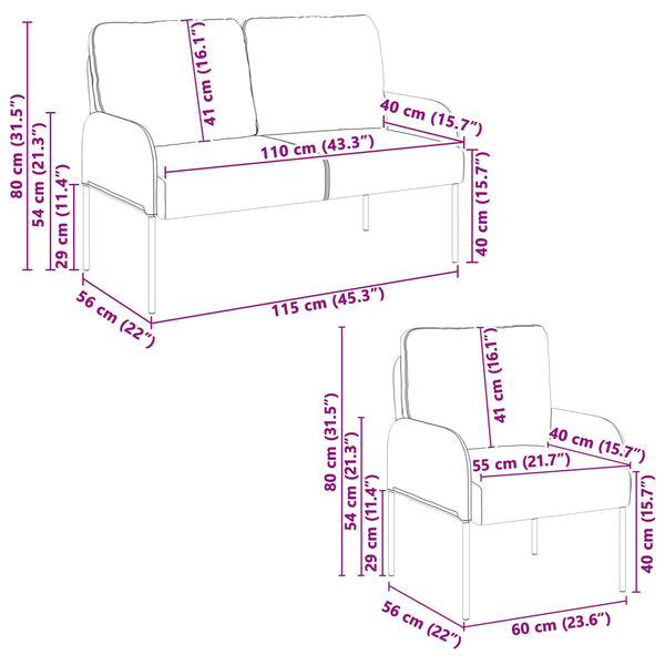 3-teiliges Creme Sofa Set