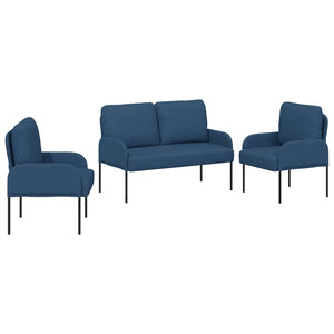 Blaue 3-teilige Sofagarnitur mit Kissen