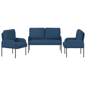 Blaue 3-teilige Sofagarnitur mit Kissen