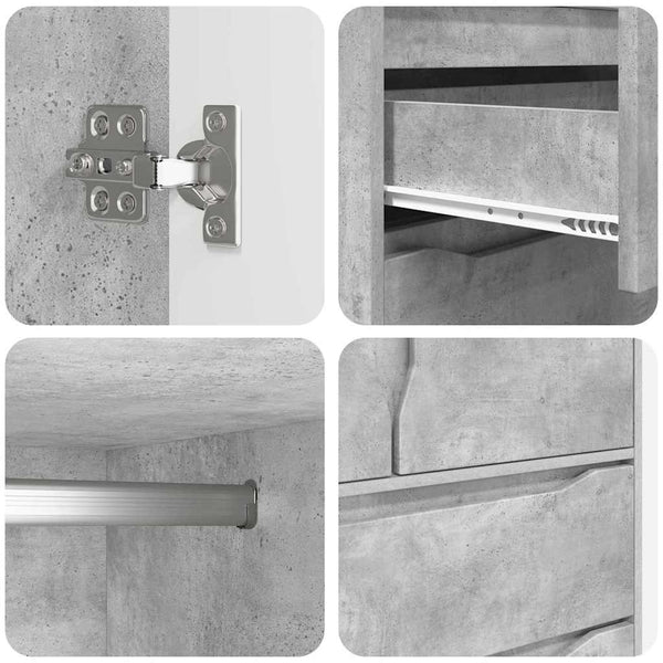 Kleiderschrank Betongrau 79,5x49x156cm