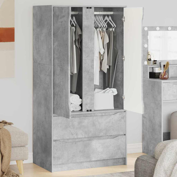 Kleiderschrank Betongrau 79,5x49x156cm
