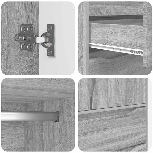 Grauer Kleiderschrank Sonoma, 79,5 cm