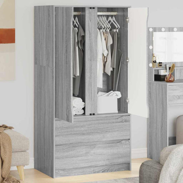 Grauer Kleiderschrank Sonoma, 79,5 cm