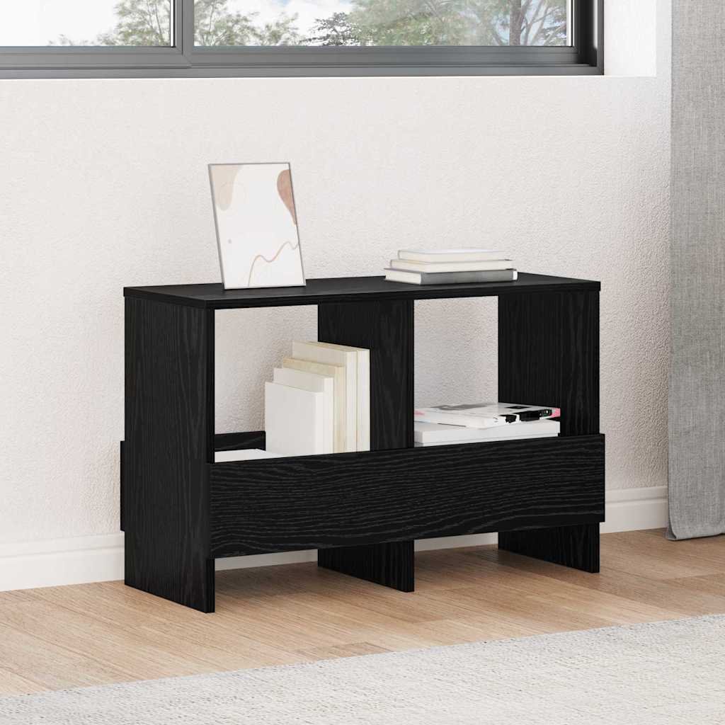 vidaXL Magazine Rack Black Oak Look 68.5 x 30 x 45 cm