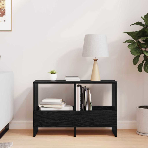 vidaXL Magazine Rack Black Oak Look 68.5 x 30 x 45 cm