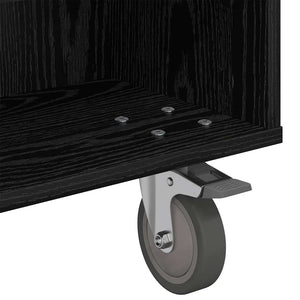 vidaXL Side Table with Wheels Black Oak Look 90 x 50 x 30 cm