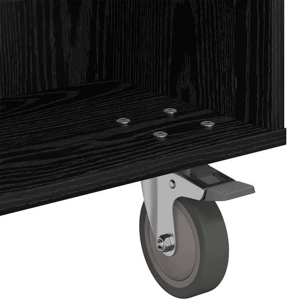 vidaXL Side Table with Wheels Black Oak Look 90 x 50 x 30 cm