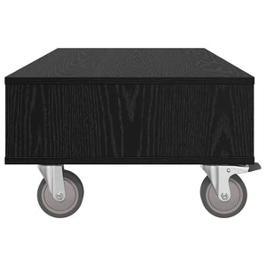 vidaXL Side Table with Wheels Black Oak Look 90 x 50 x 30 cm