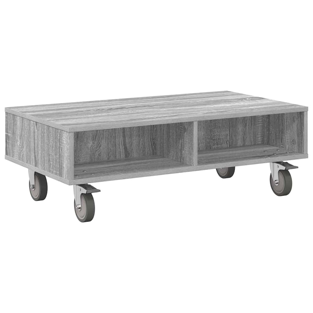 vidaXL End Table with Wheels Sonoma Grey 90 x 50 x 30 cm