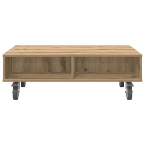 vidaXL Side Table with Wheels Artisan Oak 90 x 50 x 30 cm