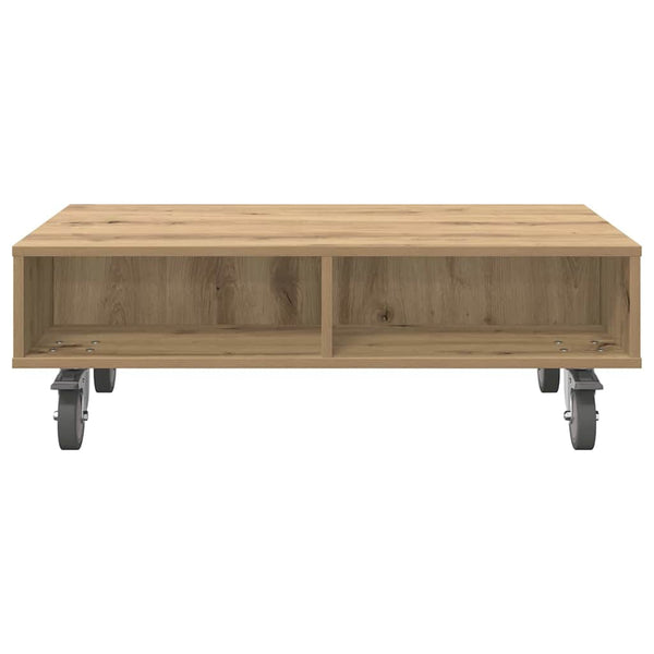 vidaXL Side Table with Wheels Artisan Oak 90 x 50 x 30 cm