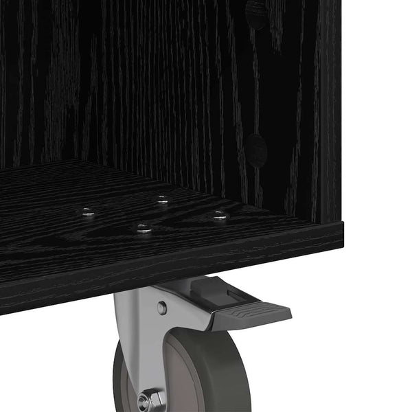 vidaXL Side Table with Wheels Black Oak Look 50.5 x 50 x 30 cm