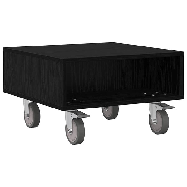 vidaXL Side Table with Wheels Black Oak Look 50.5 x 50 x 30 cm