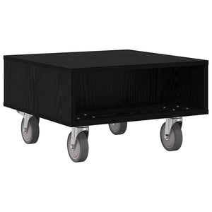 vidaXL Side Table with Wheels Black Oak Look 50.5 x 50 x 30 cm