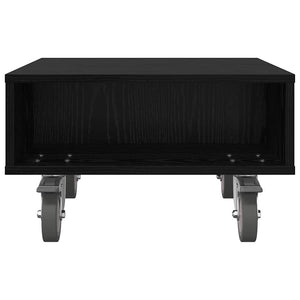 vidaXL Side Table with Wheels Black Oak Look 50.5 x 50 x 30 cm