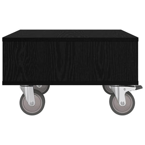 vidaXL Side Table with Wheels Black Oak Look 50.5 x 50 x 30 cm
