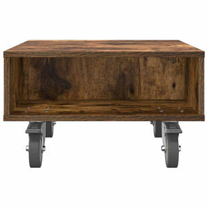 vidaXL Side Table with Wheels Smoked Oak 50.5x50x30 cm