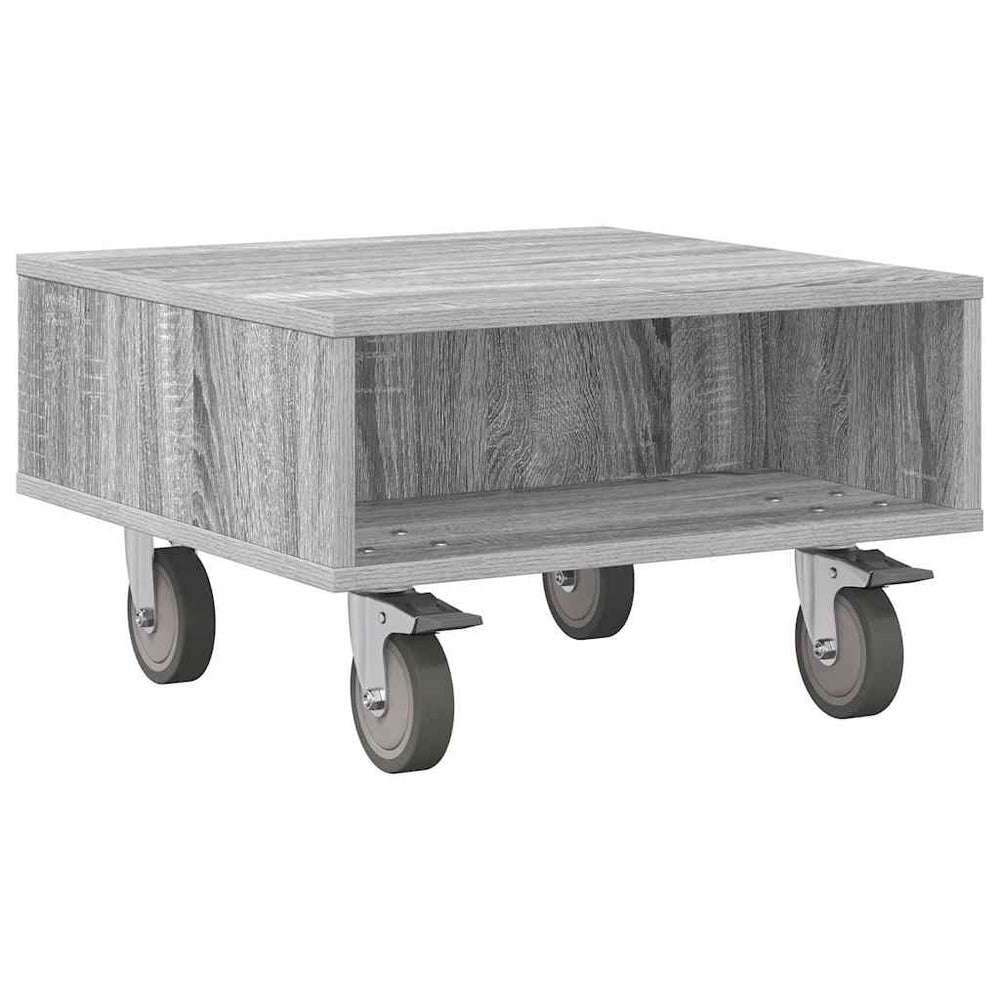 vidaXL End Table with Wheels Sonoma Grey 50.5 x 50 x 30 cm