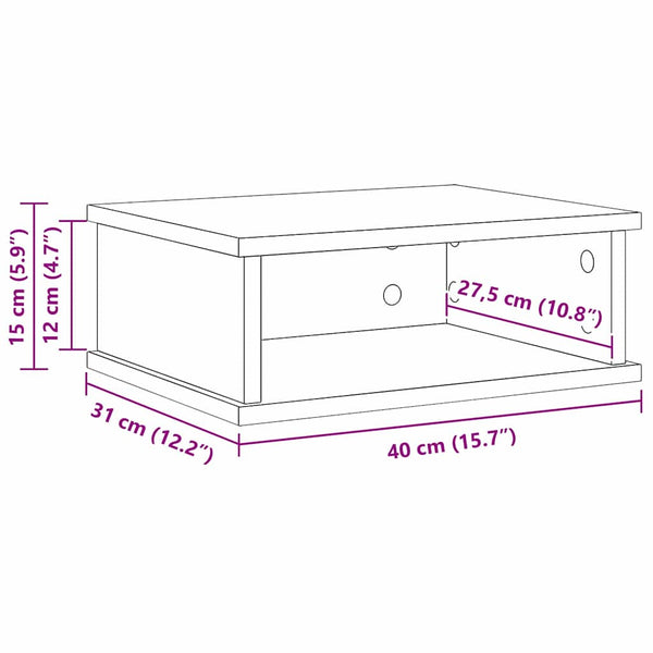 vidaXL Bedside Cabinet 2 pcs Smoked Oak 40 x 31 x 15 cm
