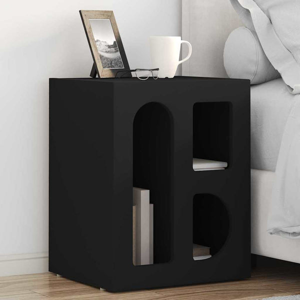 vidaXL Nightstand Black 40 x 35 x 50 cm Engineered Wood