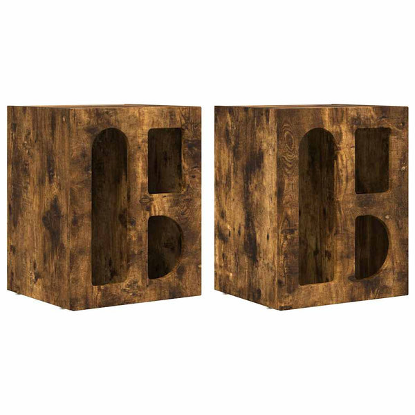 vidaXL Bedside Cabinet 2 pcs Smoked Oak 40 x 35 x 50 cm