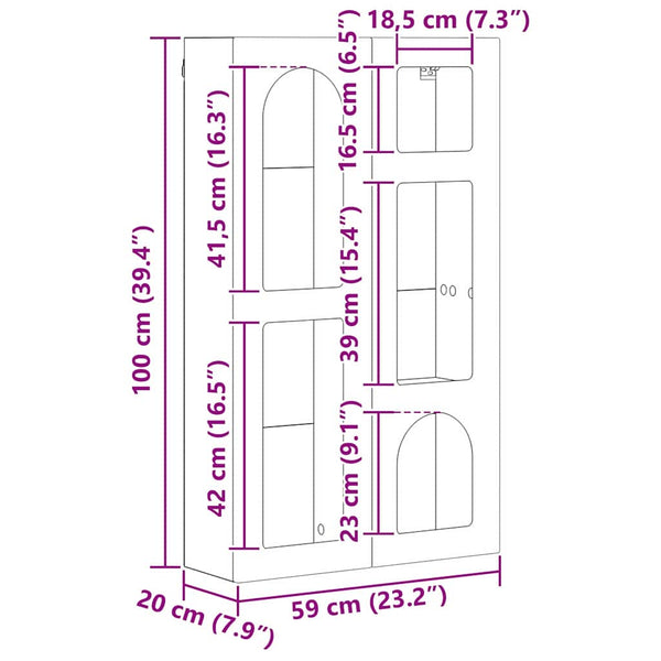 vidaXL Wall Cabinet Sonoma Oak 59 x 20 x 100 cm Engineered Wood