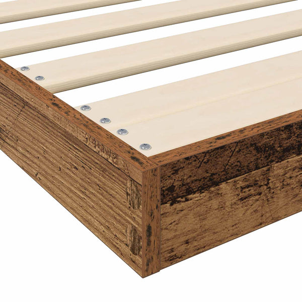 vidaXL Reclaimed Wood Floor Bed Frame 75 x 190 cm Engineered Wood
