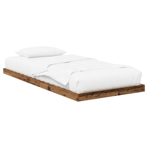 vidaXL Reclaimed Wood Floor Bed Frame 75 x 190 cm Engineered Wood