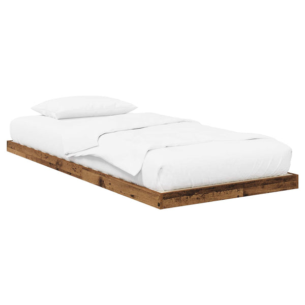 vidaXL Reclaimed Wood Floor Bed Frame 75 x 190 cm Engineered Wood
