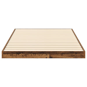 vidaXL Reclaimed Wood Floor Bed Frame 75 x 190 cm Engineered Wood