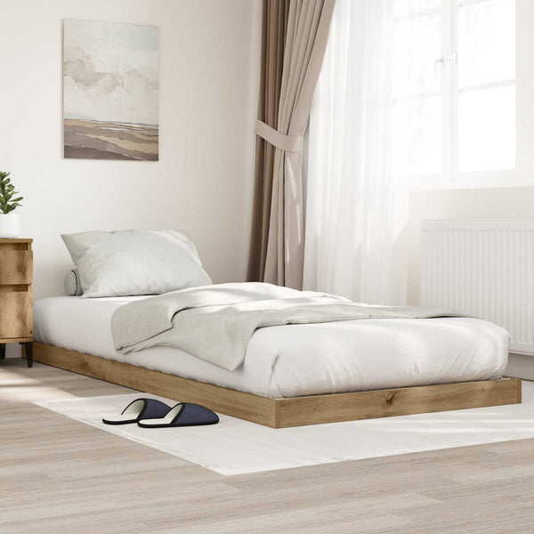 vidaXL Floor Bed Frame Artisan Oak 75 x 190 cm Engineered Wood