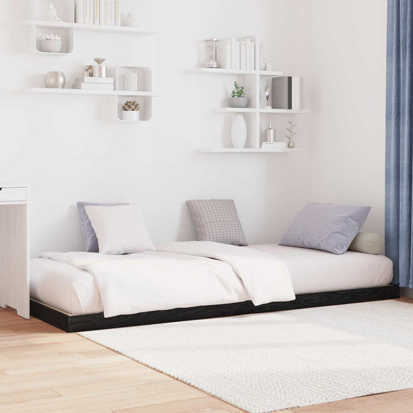 vidaXL Floor Bed Frame Black Oak-Look 90 x 190 cm Engineered Wood