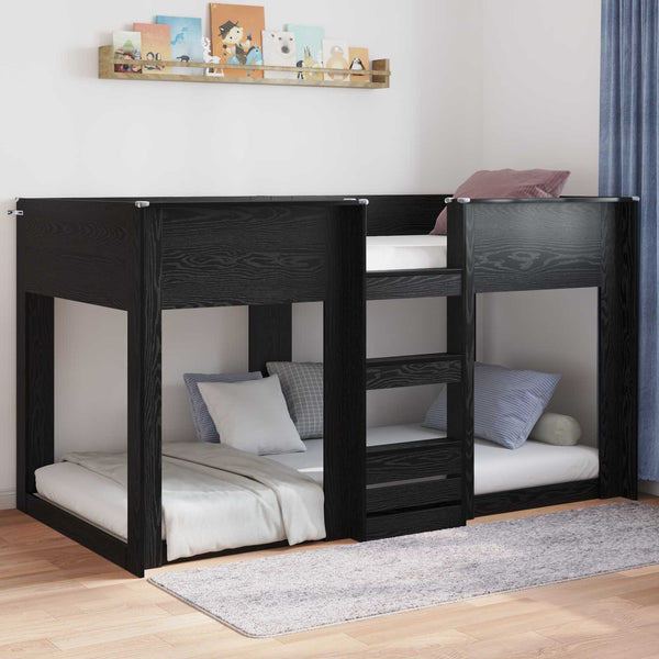 vidaXL Floor Bed Frame Black Oak-Look 90 x 190 cm Engineered Wood