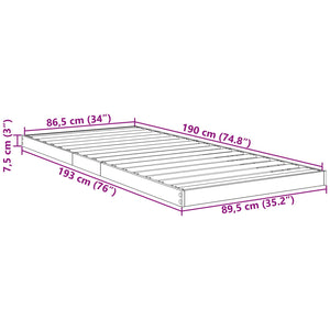 vidaXL Floor Bed Frame Black Oak-Look 90 x 190 cm Engineered Wood