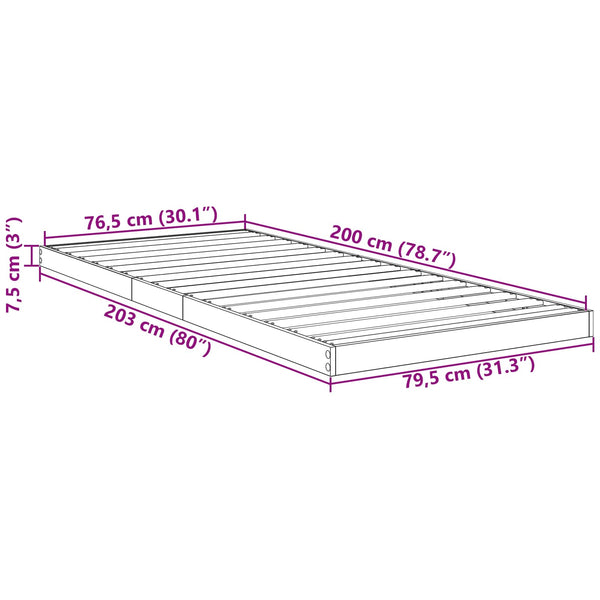 vidaXL Floor Bed Frame White 80 x 200 cm Engineered Wood