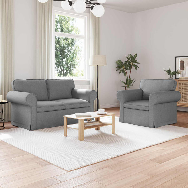 vidaXL Sofa Set 2 pcs Light Grey 155 x 82 x 80 cm Fabric