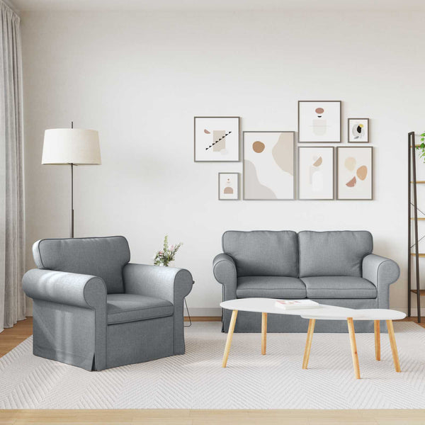 vidaXL Sofa Set 2 pcs Light Grey 155 x 82 x 80 cm Fabric